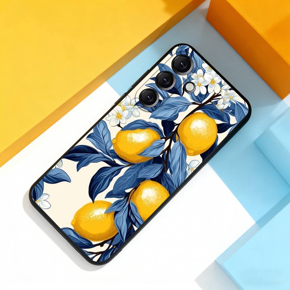 Lemon Art Phone Case For Samsung Galaxy A 73,72,51,53,52,71,22,5G,Note,J7,8,9 Soft Black Cover
