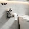 Dark Aesthetic Bathroom Fixtures Skeleton Toilet Paper Holder, Wall Mount Skull Tissue Gothic Spooky Restroom Art Roll Organizer Stand, Halloween