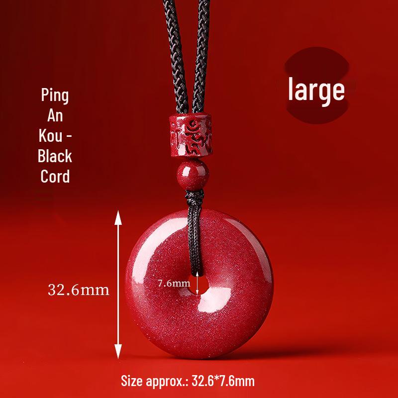 Purple Gold Sand Cinnabar Peace Buckle Pendant Necklace for Men and Women