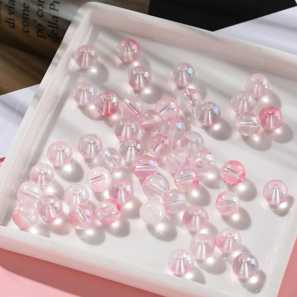 20/50/100pcs 4/6/8mm Colored Transparent Glass Beads Spacer Beads for DIY Earring Necklace Phone Chain Jewelry Making Findings