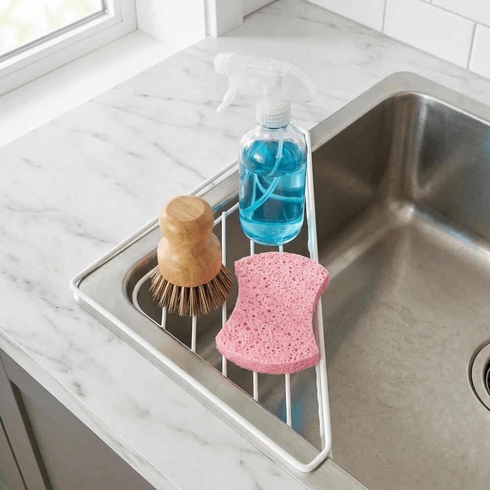 Anti-rust Sink Corner Rack Iron Dishcloth Sponge Stand Practical Sink Organizer  Laundry Room