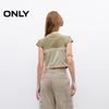 Only Women's 2025 Summer Solid Spliced Fabric Slim Fit Round Neck T-Shirt