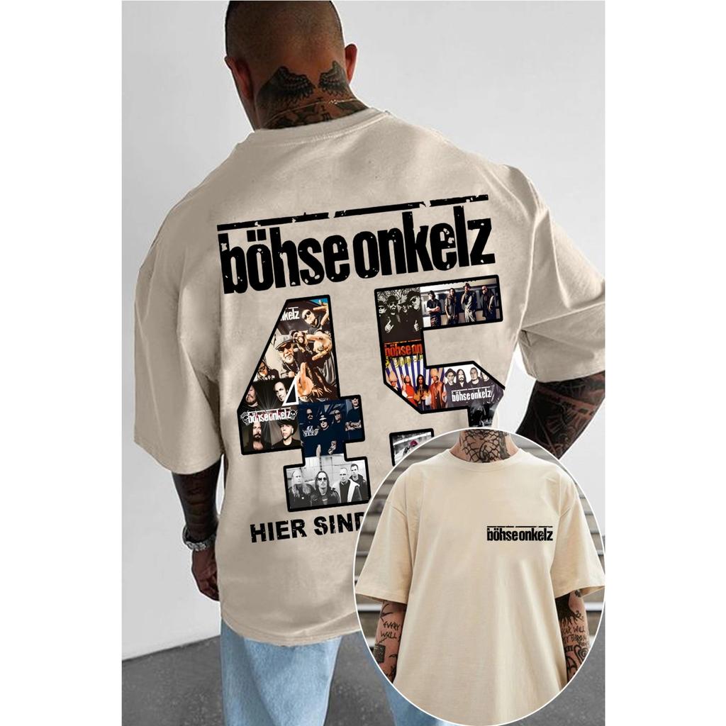 Camiseta Gráfica do Rapper BÖHSE ONKELZ para Homens Mulheres Hip Hop Moda Música Pop Camiseta Masculina Casual Vintage Camiseta Streetwear