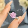 Exquisite Rose Flower Cut Purple Cubic Zirconia Pendant Necklaces Stud Earrings copper Color Rings Zircon Sets For Women
