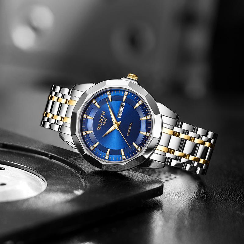 WOLIX Stylish Waterproof Couple's Quartz Watch with Stainless Steel and Calendar for Men & Women - Douyin Hot Seller