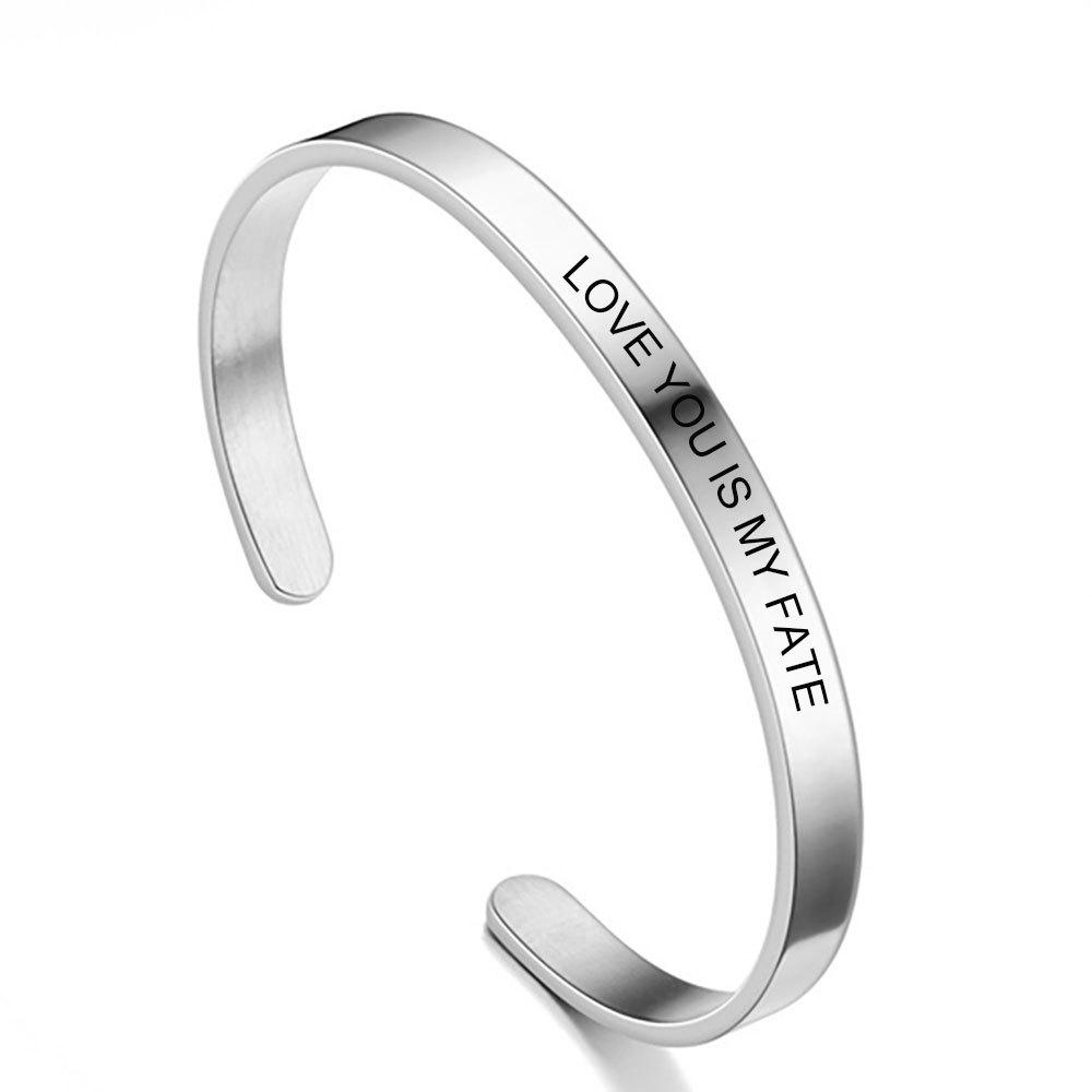 Fashion Simple C- Shaped Open Bracelet 5mm 155mm Stainless Steel Glossy Bracelet