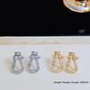 Luxury Zircon Horseshoe Buckle Earrings for Women, S925 Silver, Fashionable & Versatile for Elegant Style
