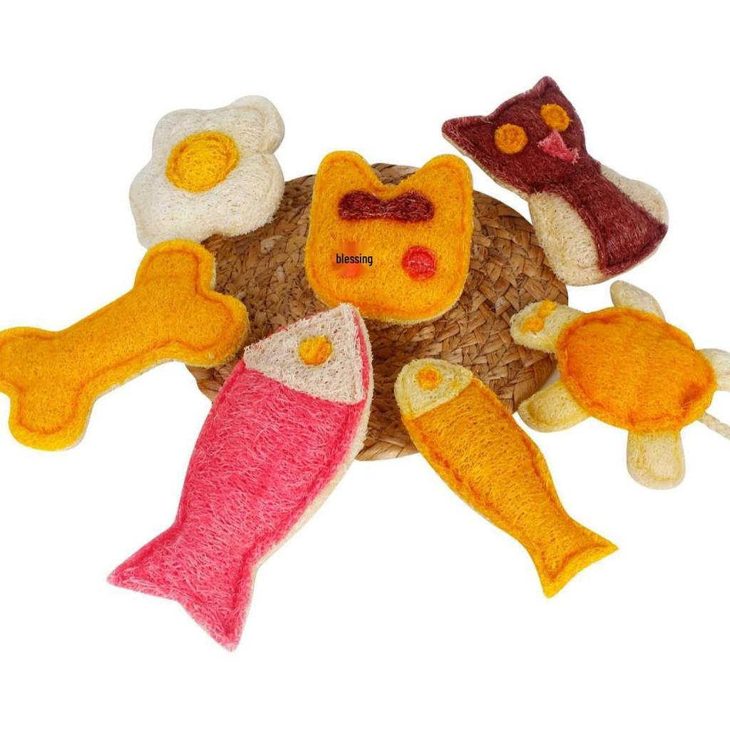 Natural Loofah Cat Teaser Stick - Cute, Bite-Resistant Toy for Teething, Cleaning Teeth, and Relieving Boredom. Perfect for Self-Play!