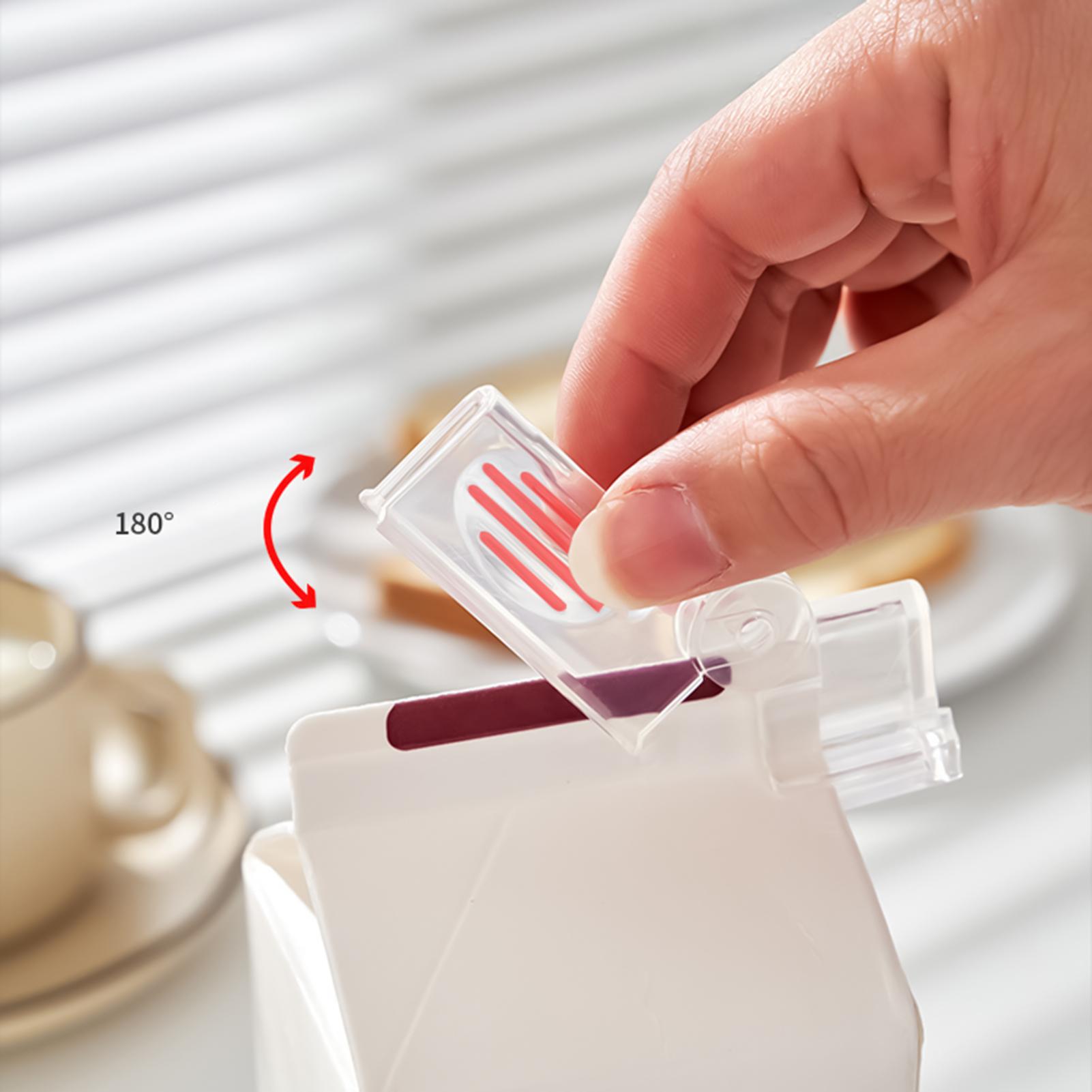 

2 шт. Картонный зажим для молока, зажимы для хранения пакетов с едой для кладовой, пищевой запайщик пакетов с вращением на 180 градусов для герметизации картонных упаковок с напитками CHINA