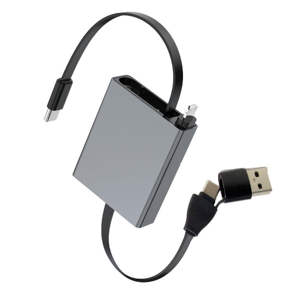 

For Arrival Telescopic USB Cable Type C 66W PD 4 In 1 Data Cable Fast Charging Retractable For IPhone Samsung Mobile IPad Laptop серый