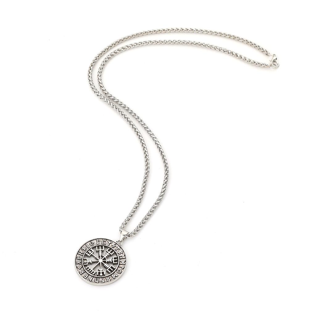 Vintage Viking Rune Pendant Necklace Trendy Fashion Accessory Versatile Party Jewelry