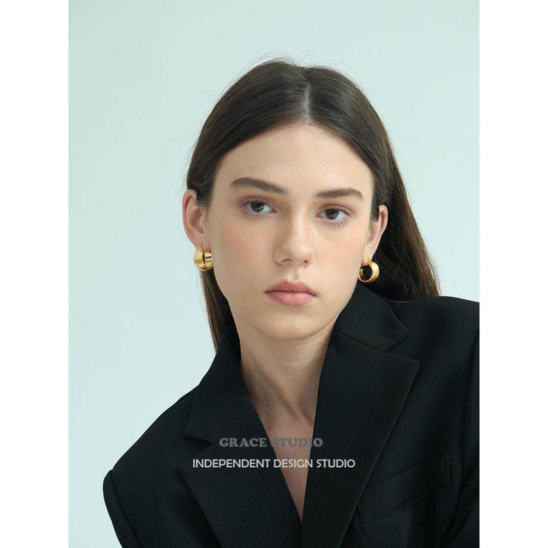 G/S Paris Street Fashion High Profile Retro Stylish Brushed Ear Clip Women's Matte Fancy Easiest for Match Internet Influencer Earrings