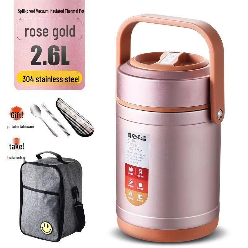 304 Stainless Steel Triple-Layer Insulated Lunch Box for Students & Office Workers