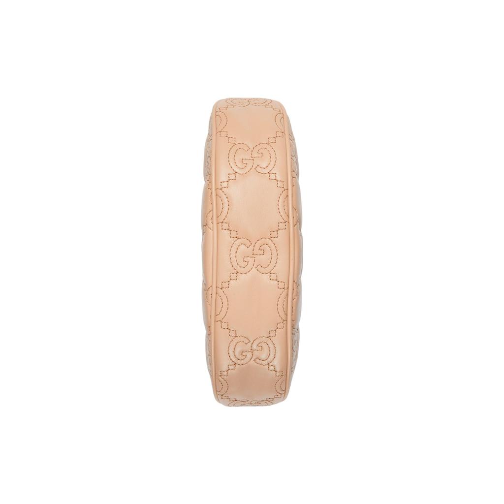 Gucci GG Matelassé Gold Logo Chain Leather Crescent Bag Women Shoulder Bag Beige 739736-UM8IG-9500