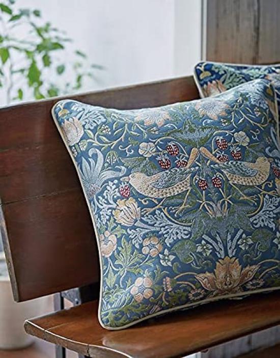 Morris Design Studio Morris Design Studio Back Cushion Cover LL1710 "Strawberry Thief" Blue-Green, 45x45cm,