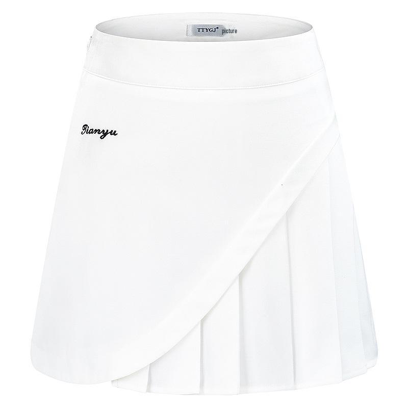 

Женская весенне-осенняя одежда для гольфа: Футболка с длинными рукавами и короткой юбкой, кружевная отделка, корейский облегающий крой, спортивный шик. M