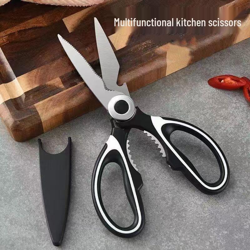 Multifunctional Kitchen Scissors: Stainless Steel Bone Cutter, Meat and Fish Scraper, Bottle Opener