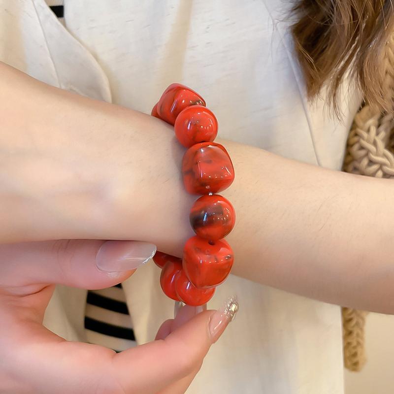 Acrylic Irregular Square Round Beaded Bracelet For Women European And American Simple Bracelet Korean Fashion Hand Accessories