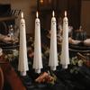 Décorations d'Halloween à piles Fantôme Bougies Coniques Sans Flamme, Lumière de Bougie Vacillante avec Veilleuses de Forme Unique Télécommande, Cire Véritable 3D