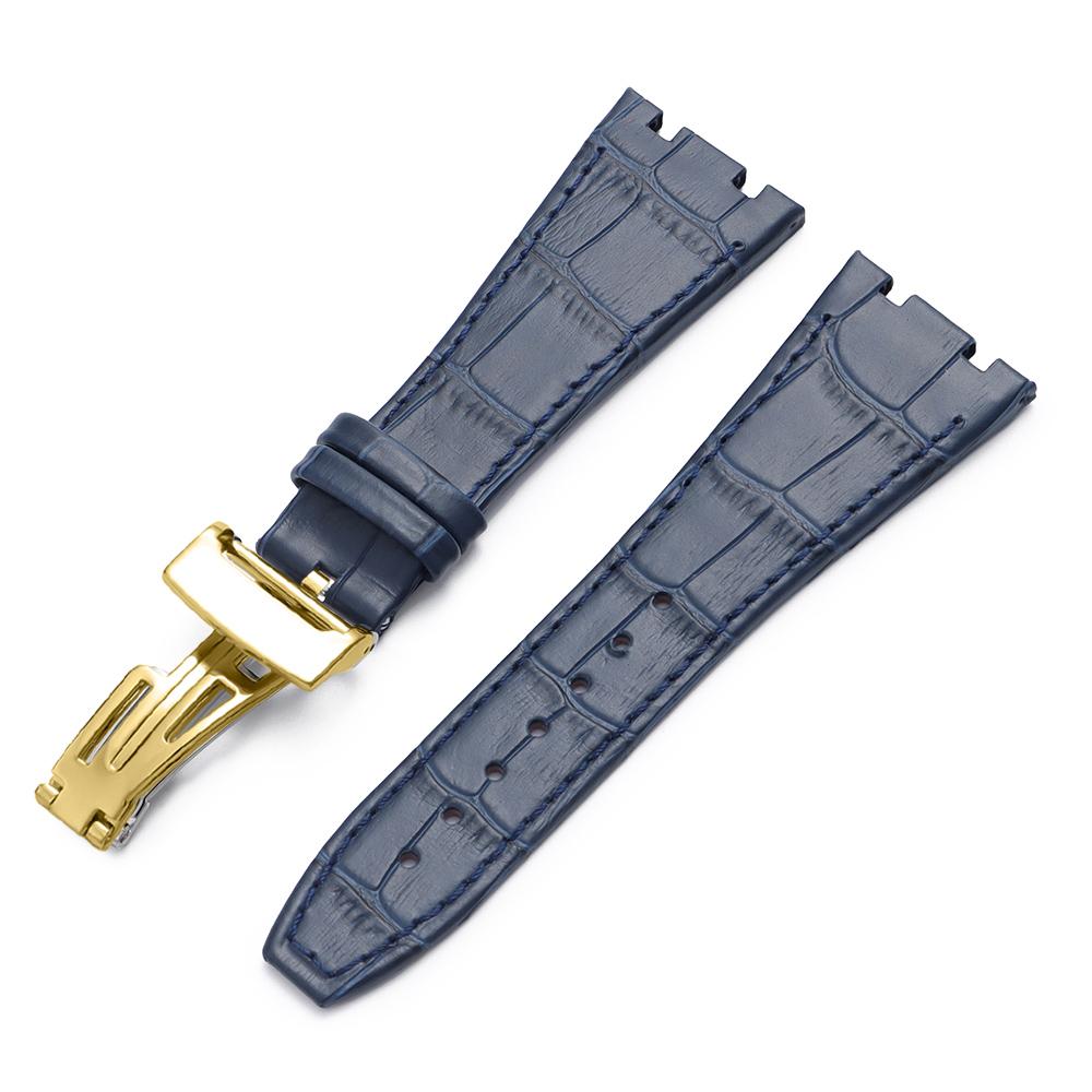 Top Layer Genuine Cowhide Watch Strap for AP Audemars 15400 15703 26320 Royal Oak Offshore Series Men27mm Black Brown Watch Band