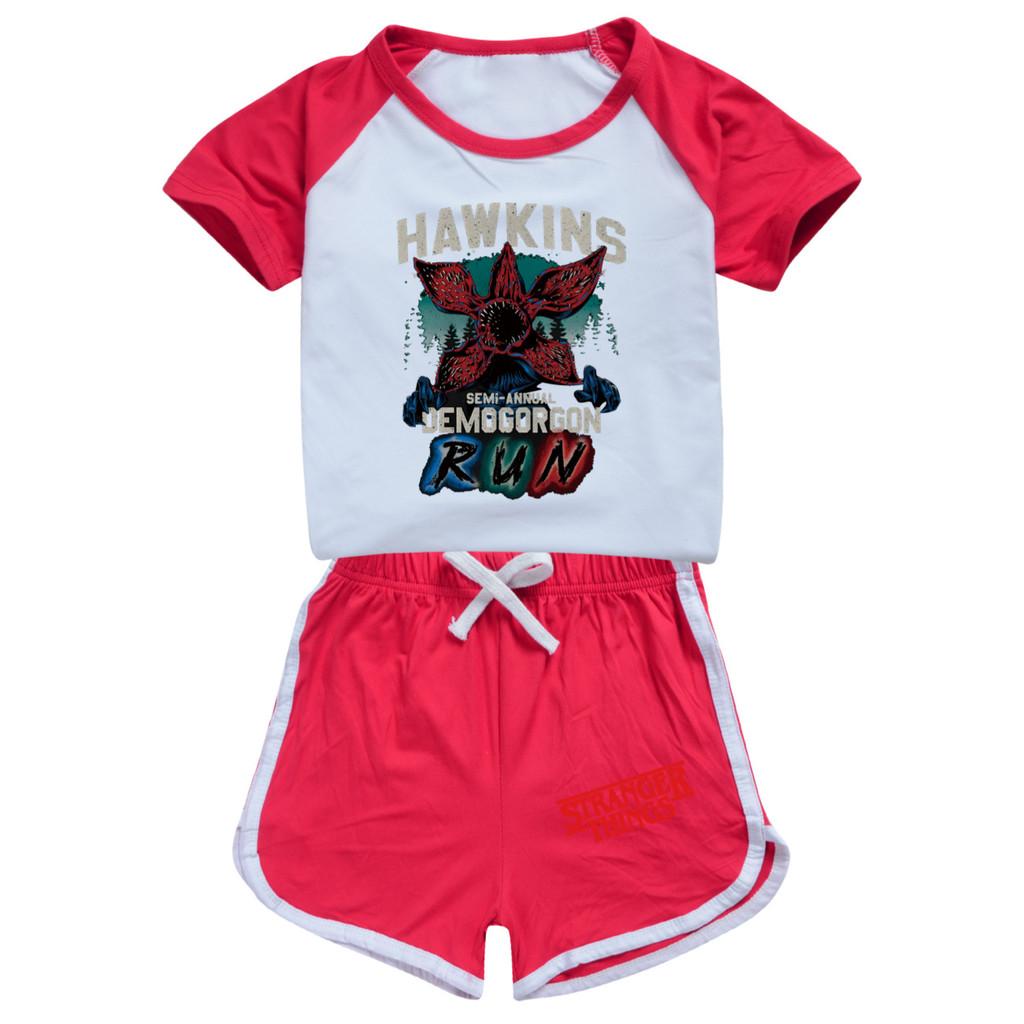 5383 Kinder Jungen Mädchen Demogorgon Print T-Shirt Shorts Sport Trainingsanzug Kleidung Set