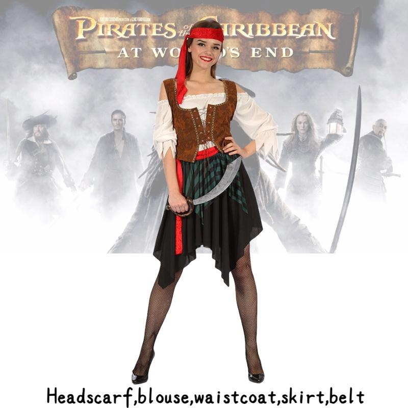 High-quality Caribbean Pirate Costume For Men And Women Captain Jack Sparrow Cosplay
