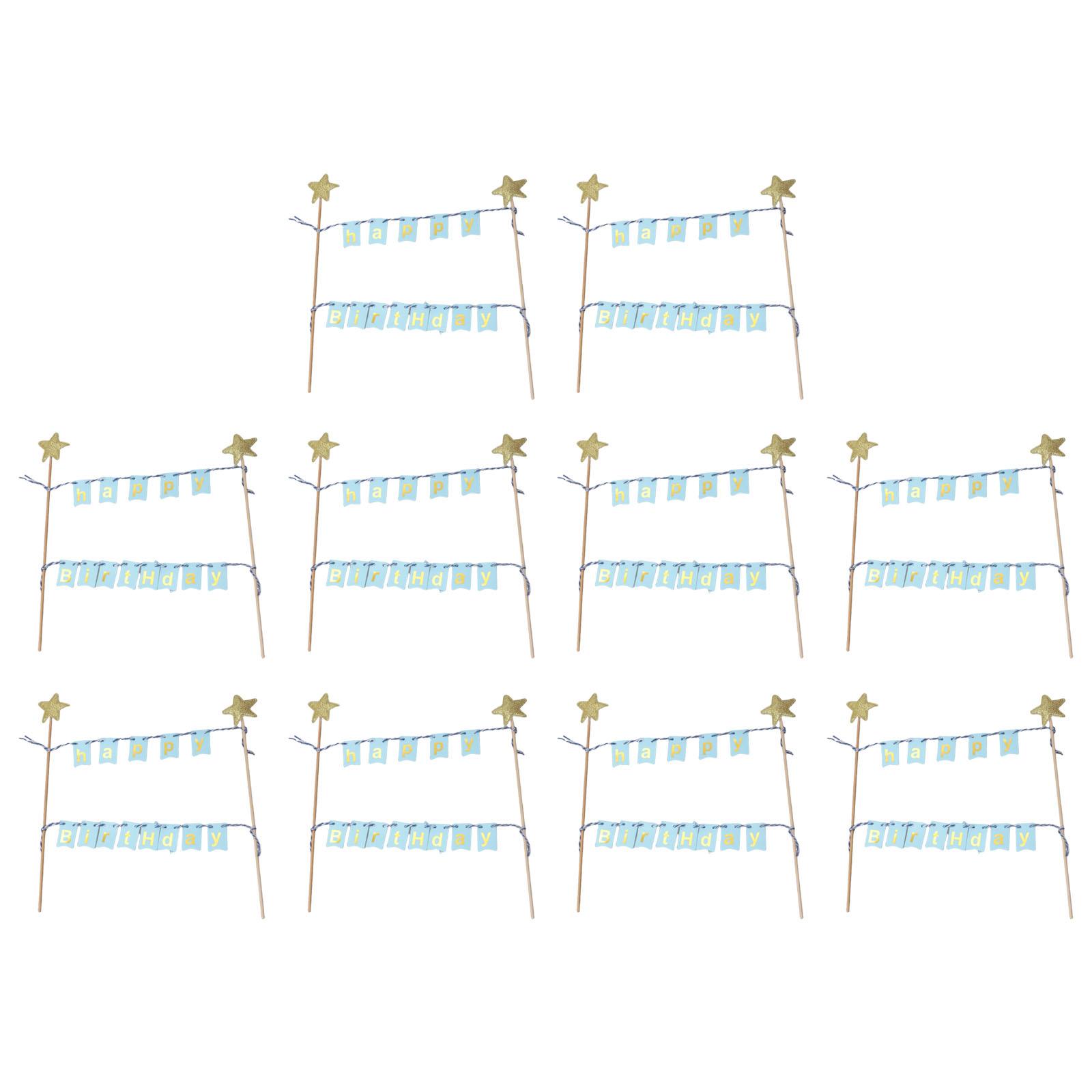 

10 Наборов Топперы для Торта С Днем Рождения Флажки Баннеры Украшения для Торта на Вечеринку Топперы-Бантики для Кексов Табличка для Мальчиков Девочек Подарок