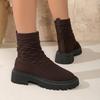 2025 Foreign Trade New Fly-woven Socks Boots Large Size Thick-soled Thick Heel Solid Color European and American Casual Outer Wear Medium Tube M