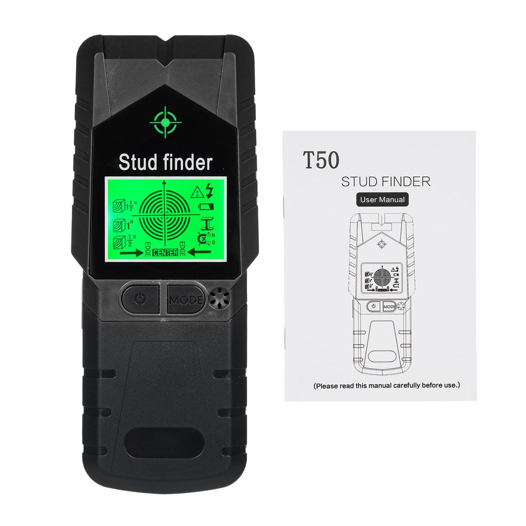 6 in 1 T50 Stud Finder Wall Scanner Stud Detector with Magnet Physical Nail Finding Function Wall Detector for Wood Metal