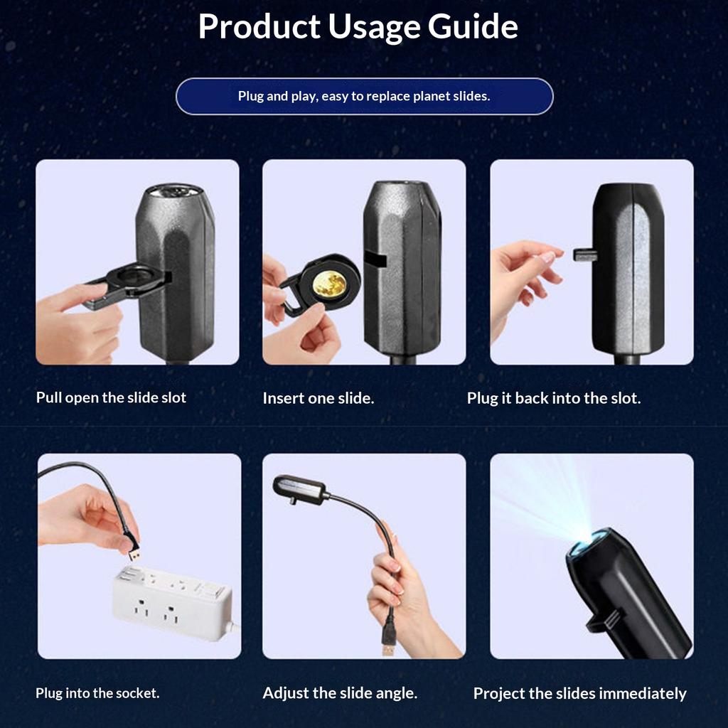 USB LED Projector Light 10 Pattern Adjustable Moon Planet Galaxy Projection Lamp Wall Decor Starry Sky Night Light Festival Gift