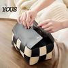 Artificial Leather Tissue Box Checkered Box, with Flip-Open Top, PU Holder, Stain-proof Holder Stain-Proof Facial Dispenser, for Bathroom Car