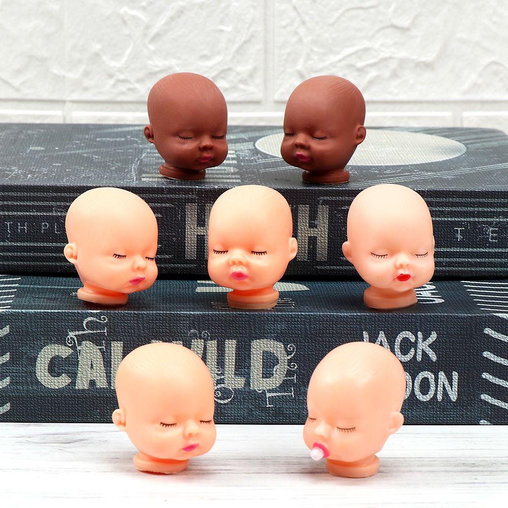 10PCS Sleeping Baby Mini Doll Heads Red Pink Lips With Nipple Feeder Face Toy Parts DIY Accessories Handmade Material Craft