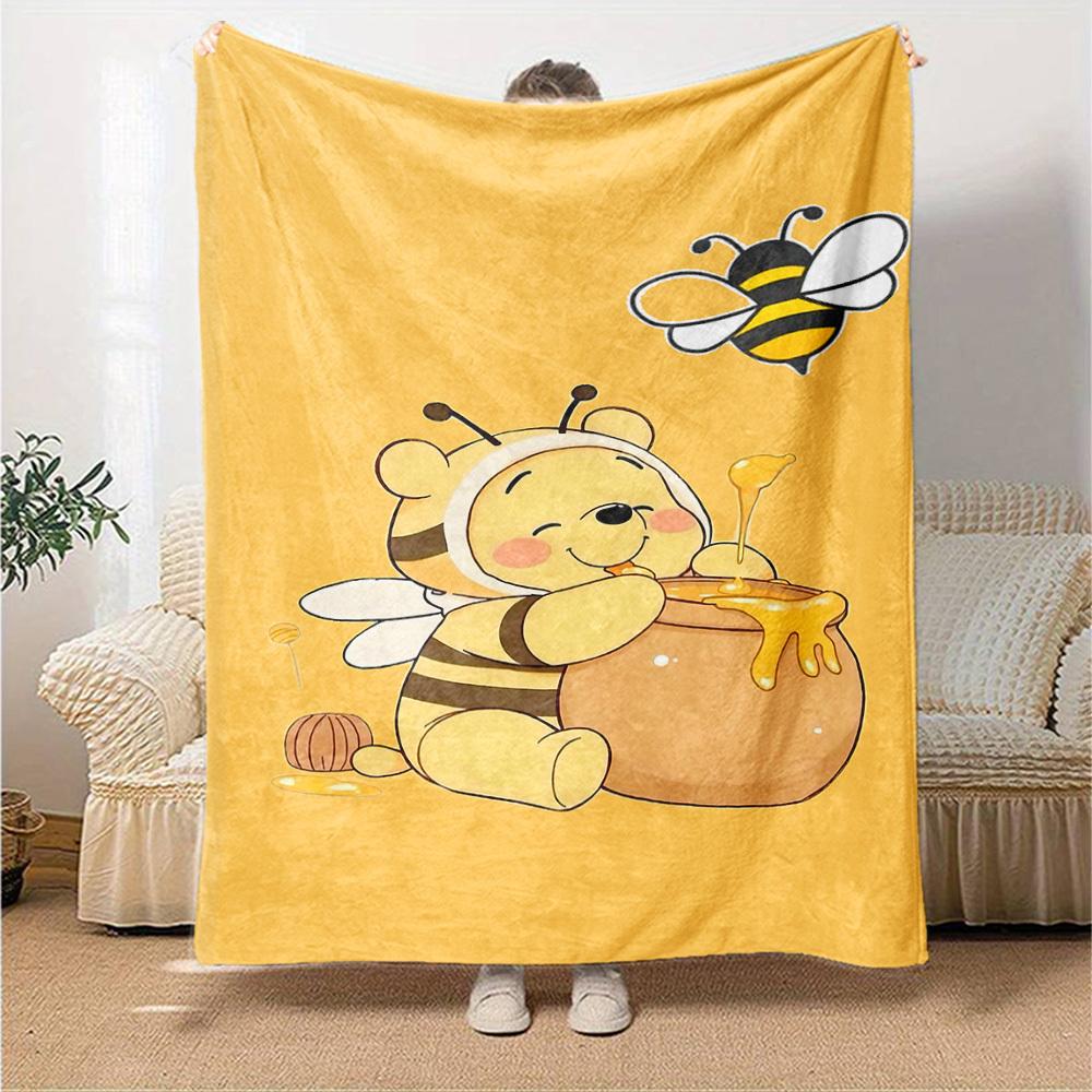 1pc Bee Honey blanket Lightweight Flannel Throw for Sofa Bed Travel Camping Livingroom Office Couch Chair