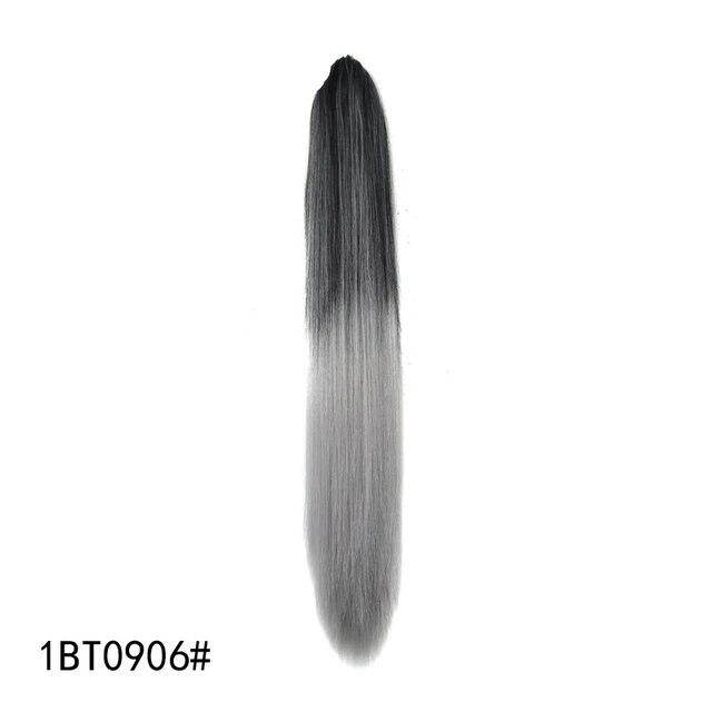 Synthetische Pferdeschwanz-Haarverlängerungen, lange, gerade Klaue, Clip-in/on-Pferdeschwanz für Frauen, tägliche Party, 55,9 cm, hitzebeständiges Kunsthaar