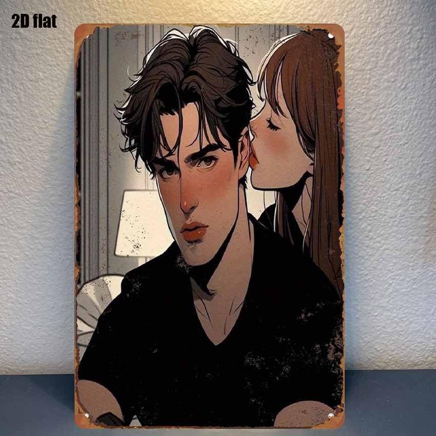 

Vintage Valentine s Day Metal Decorative Painting Gift for Couples Bedroom Living Room Cafe