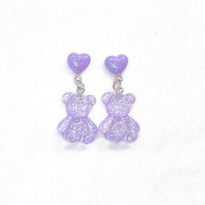 Meteor APAC Minacute Bear Earrings Purple Size: Approx. W2 D1 H4 Q1059