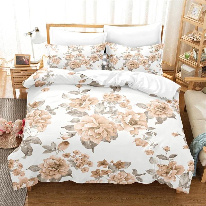 

Rose Floral Duvet Cover Single King Romantic Flowers Bedding Set Microfiber Botanical Flower Comforter Cover For Valentine S Day EU Single(135x200cm)