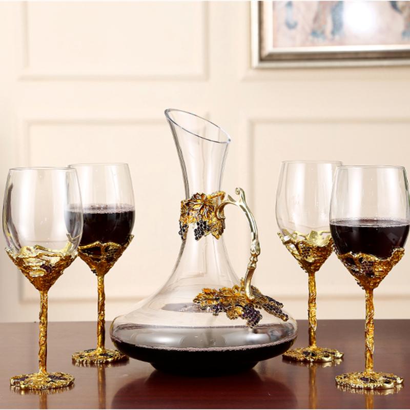 Enamel Crystal Wine Glass Set Cup Goblet Drinking Glasses Drinkware Decorative Red Cocktail Gift