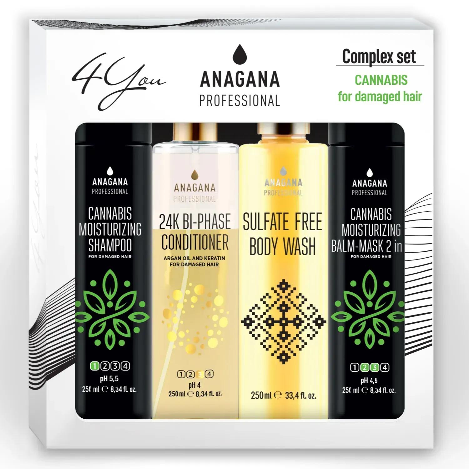

4YOU Set Moisturizing with Cannabis Oil for Fine Damaged Hair ANAGANA 4x250 ml