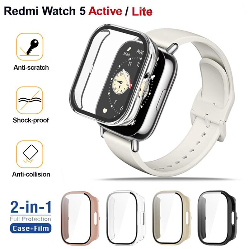 Kryt z tvrzeného skla+PC pro Xiaomi Redmi Watch 5 Active/Lite Kryt Měkký TPU Ochranné sklo Pouzdra na hodinky pro Redmi Watch 5 Lite