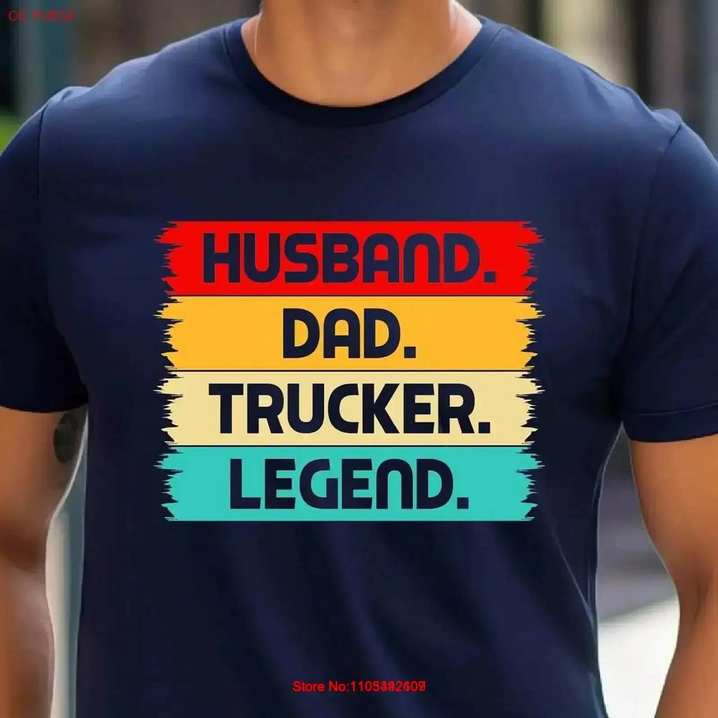 Husband Dad Trucker Legend T Shirt Truck Driver Fathers Day Gift Mens Vintage Washed Casual Fashion Stretched Comfortable