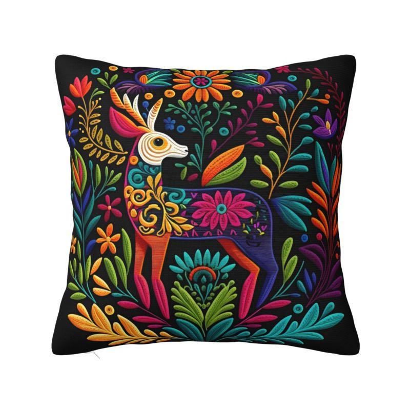 Mexican Flower Patchwork Print Cushion Cover x cm Polyester Velvet Throw Pillow Case For Sofa Decoration Bedding Pillowcase
