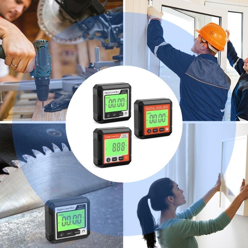 Digital Angle Finder Inclinometer Level Gauges High Accuracy 360 Measurement Magnetic Base ABS Construction for Home