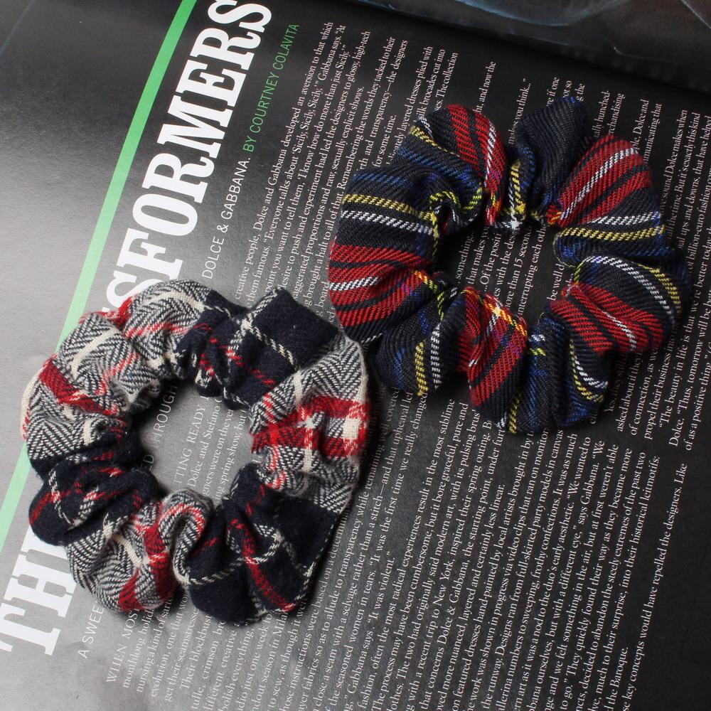 2pcs Plaid Scrunchies Set Autumn and Winter Women Hair Elastic Hair Bands Girls Hair Ties Ponytail Holders  Hair Accessories
