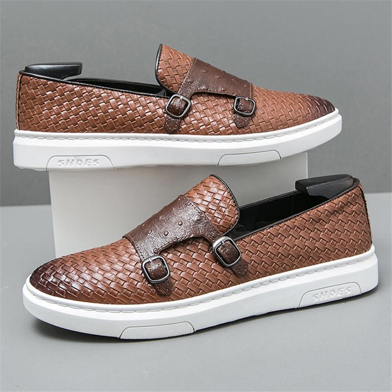 Fashion New Luxury Men's Patent Leather Monk Strap Black Leisure Shoes Loafers Male Comfortable Sneakers Tenis Masculino Zapatos Hombre