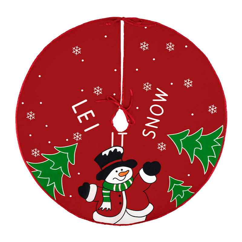 Cute Santa Snowman Printed Christmas Tree Skirt Mat Farmhouse Tree Skirts Indoor Ourdoor Merry Christmas Holiday Party Decor