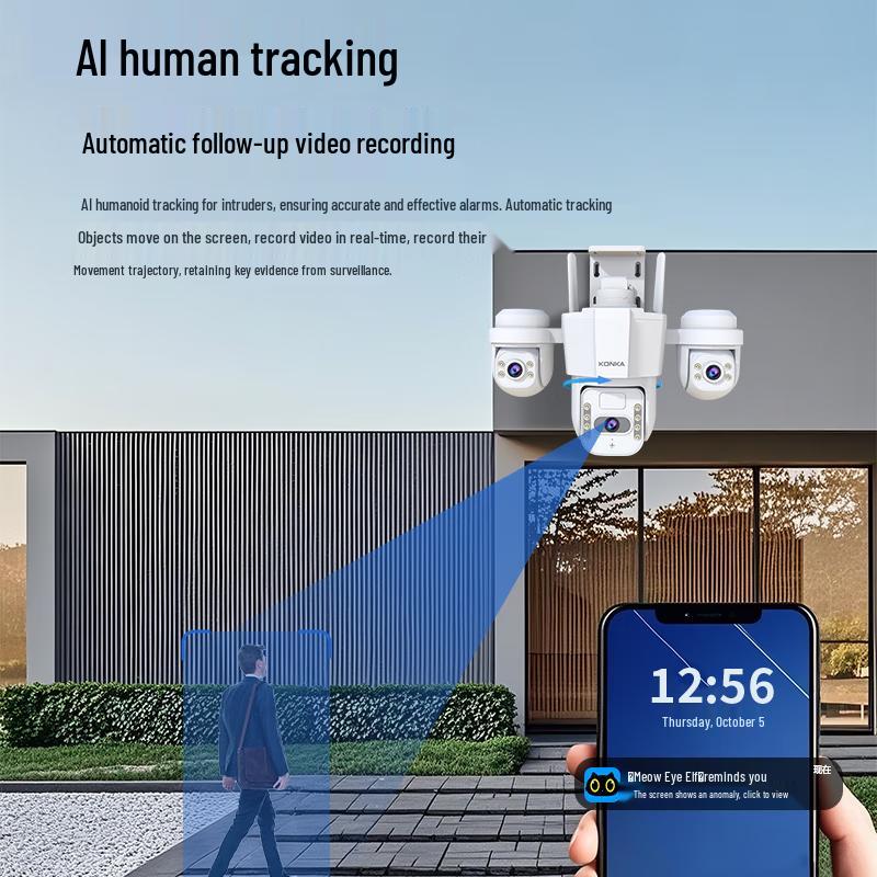 Konka 360° Outdoor Smart AI Security Camera with Full Color Night Vision CN plug (adapter included)