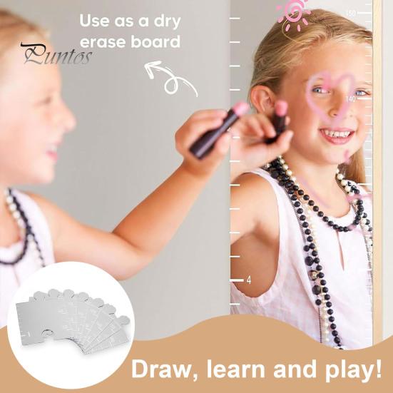 1/2/3Pcs Kids Growth Chart Mirror Dry Erase Board Children Room Nursery Bedroom Baby To Adults Boys Girls Wall Hanging Splicing Height Measurement
