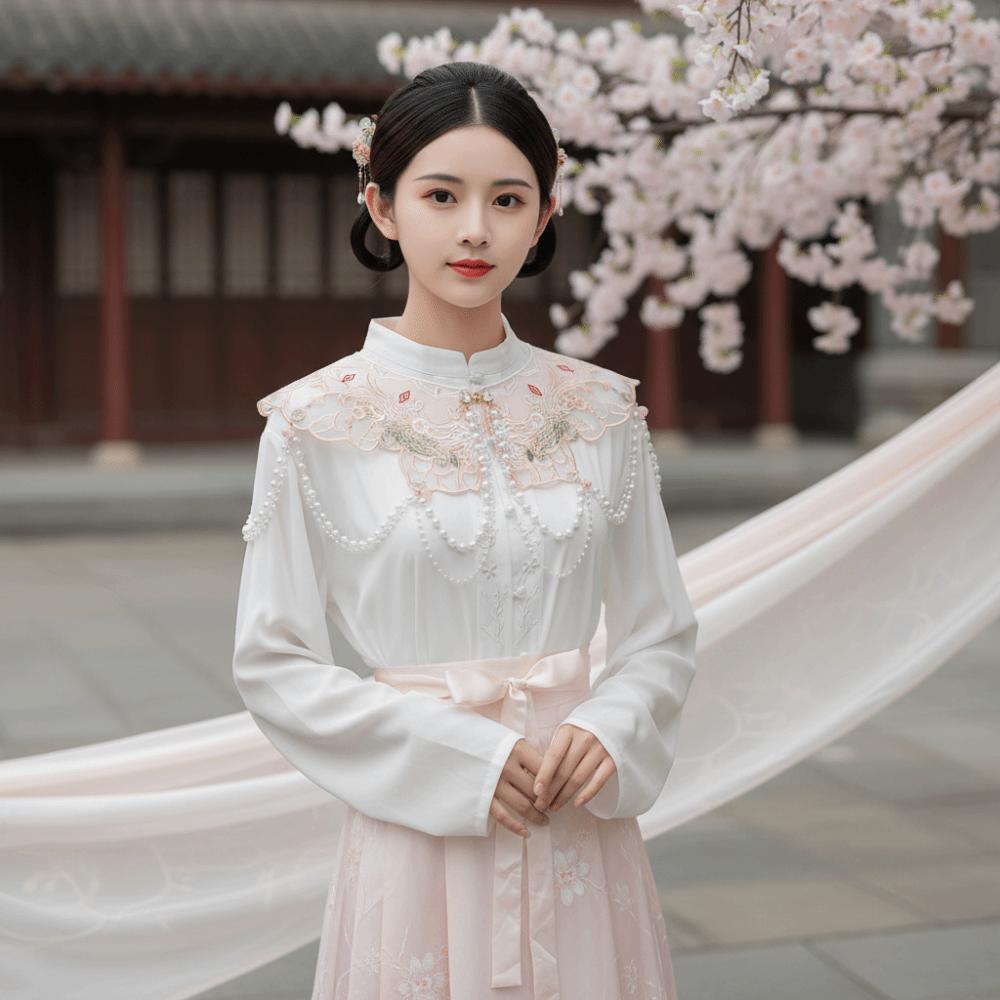 Embroidery Design Hanfu Collar Pearl Detachable False Collar Chinese Traditional