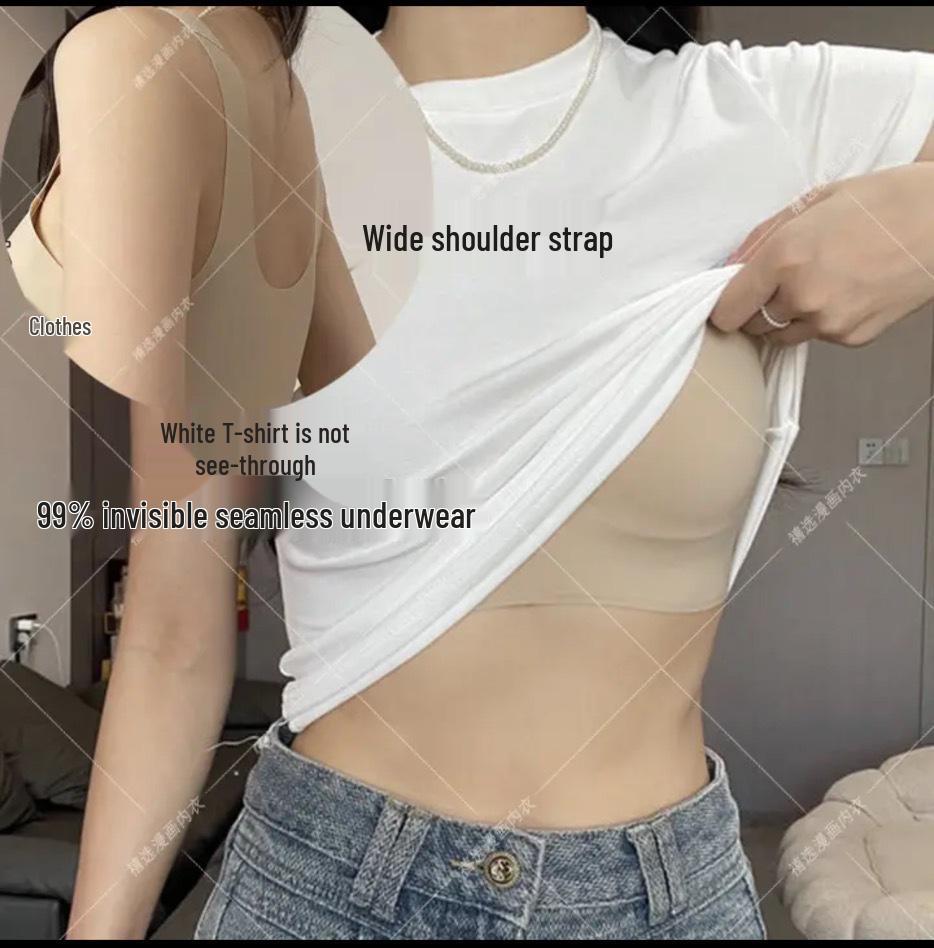 

Бесшовный женский белый бюстгальтер-футболка: Невидимая тональная основа для глубокого тона кожи на лето L (100-120 jin)